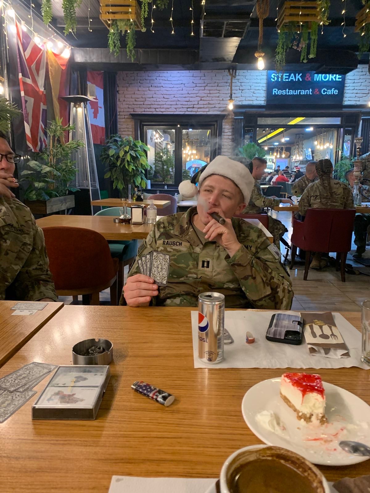Jeremy C. Rausch celebrating the holidays while deployed overseas